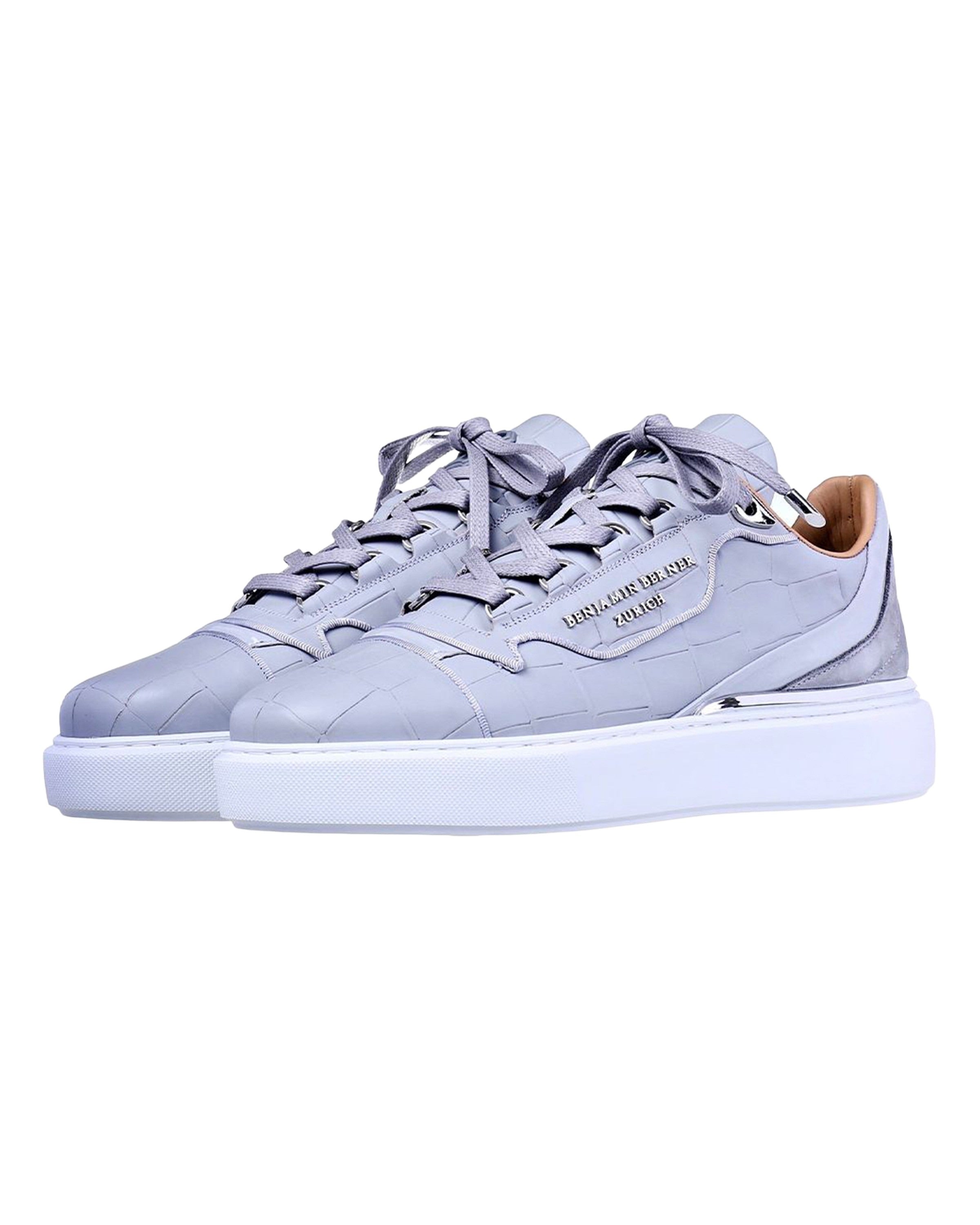 Raphael Low Top Matt Crocodile Ice Grey Sneaker