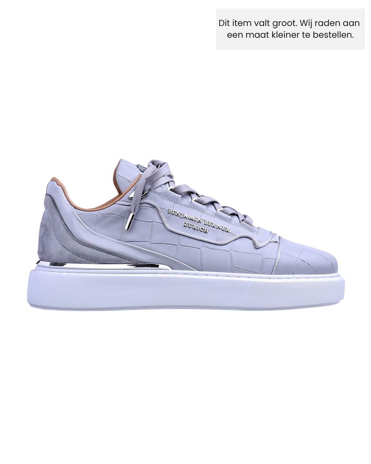 Raphael Low Top Matt Crocodile Ice Grey Sneaker