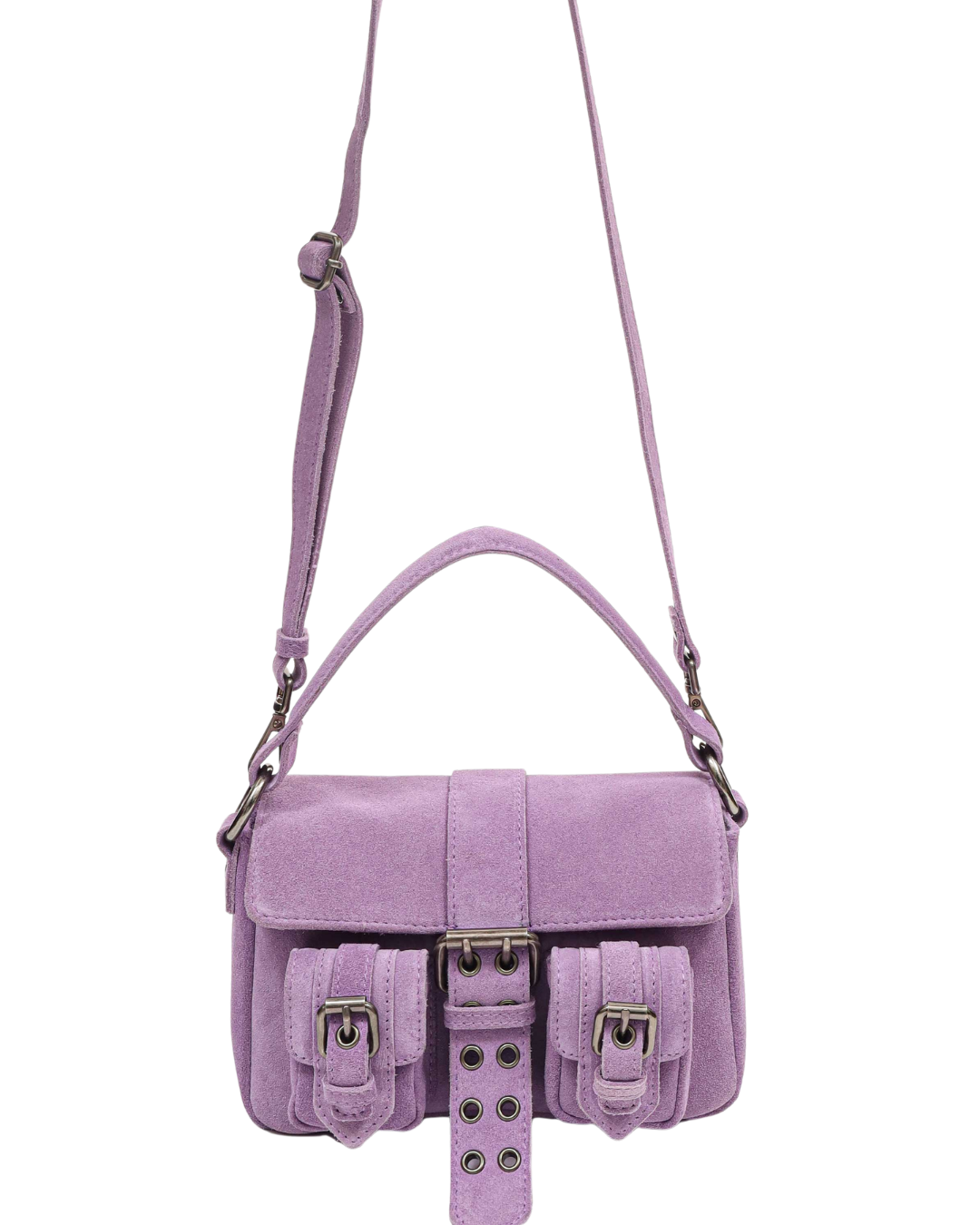 Small Honey Buckle Suede Purple Crossbody