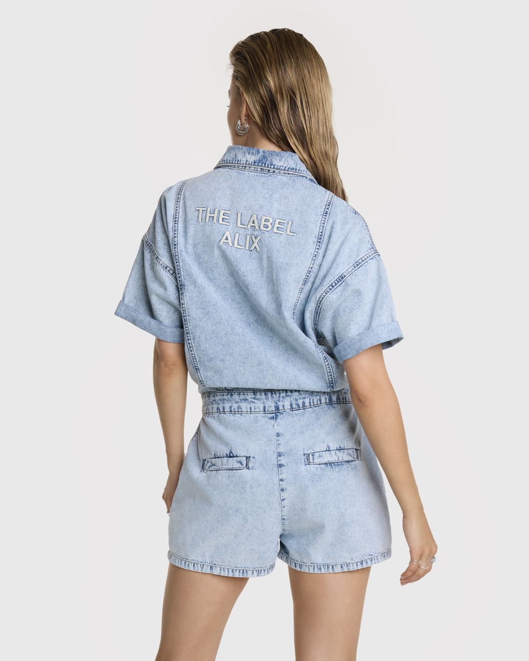 Ladies Women Denim Playsuit