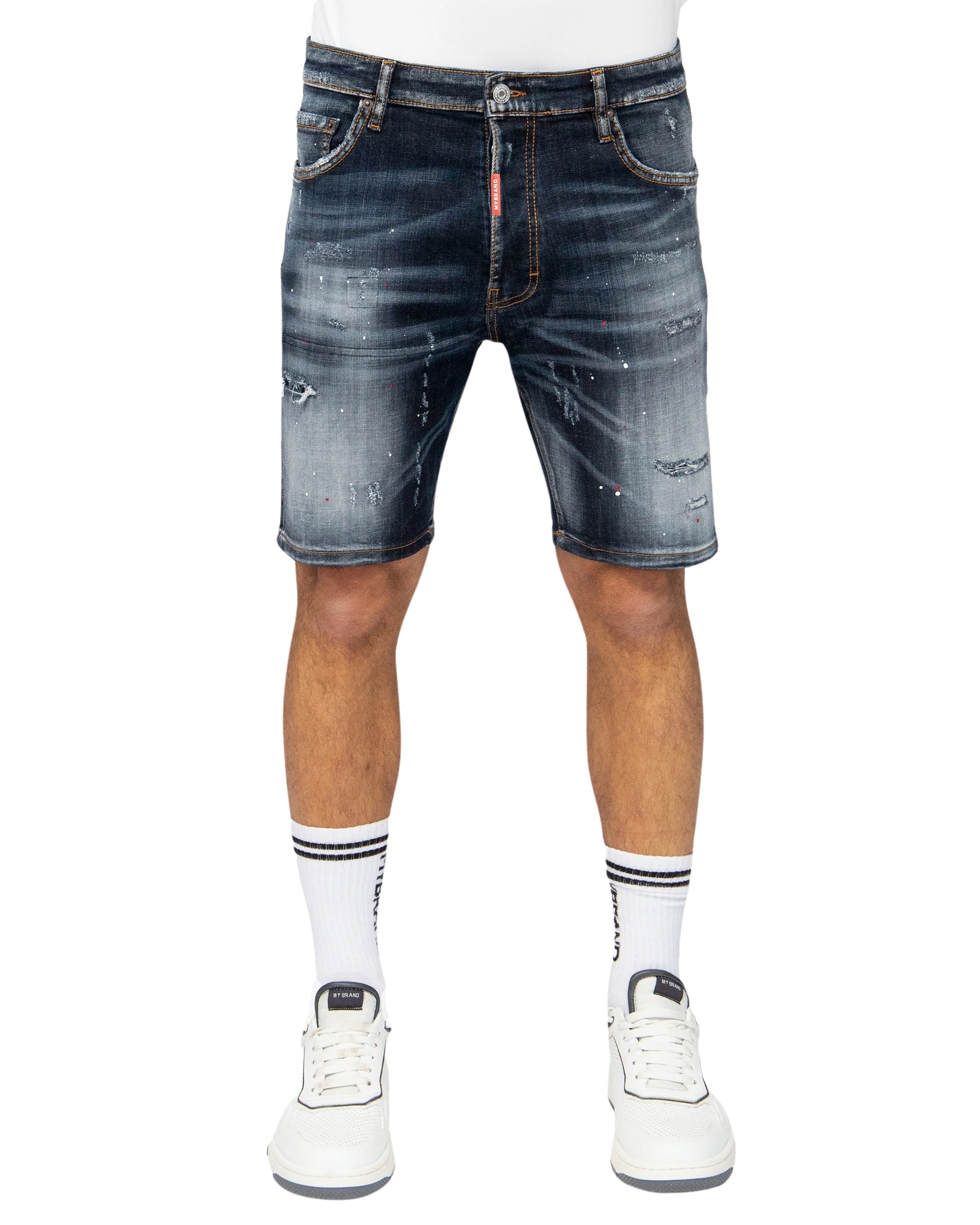 Indigo Distressed Edge Denim Shorts Jeans