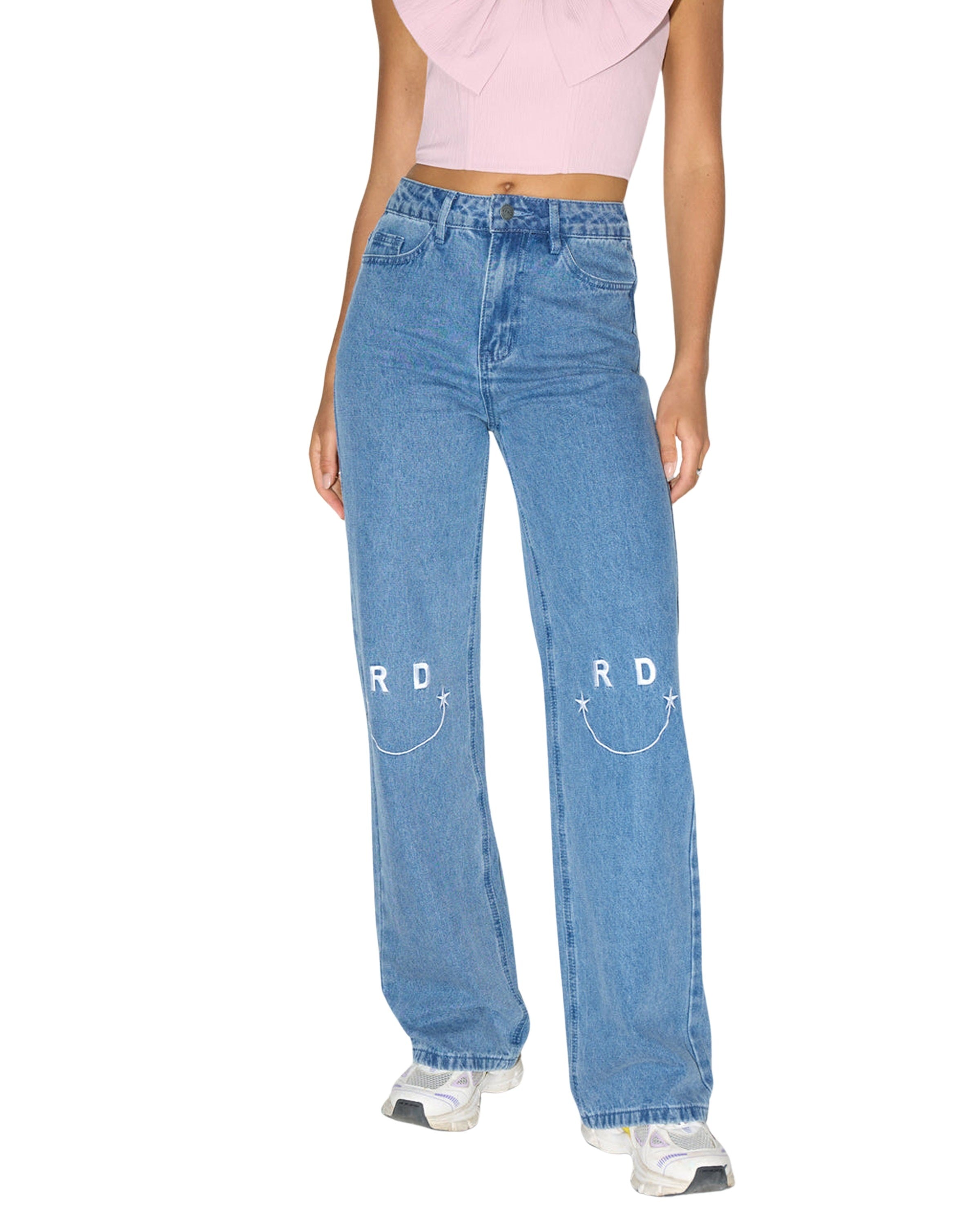 ladies woven denim smiley pants HANNAH