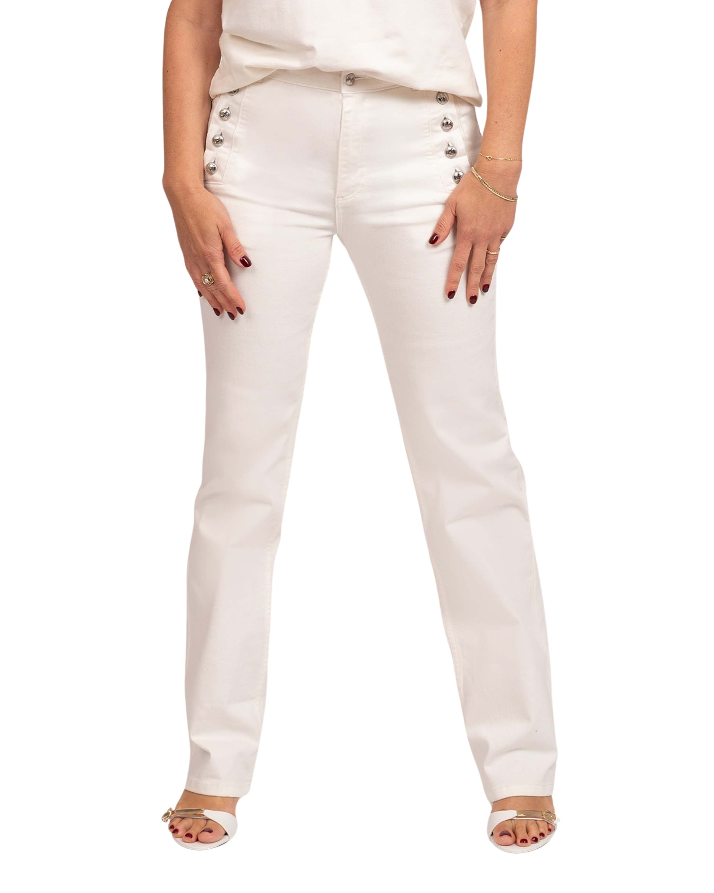 Brooklyn Button White Jeans X Chantal Janzen