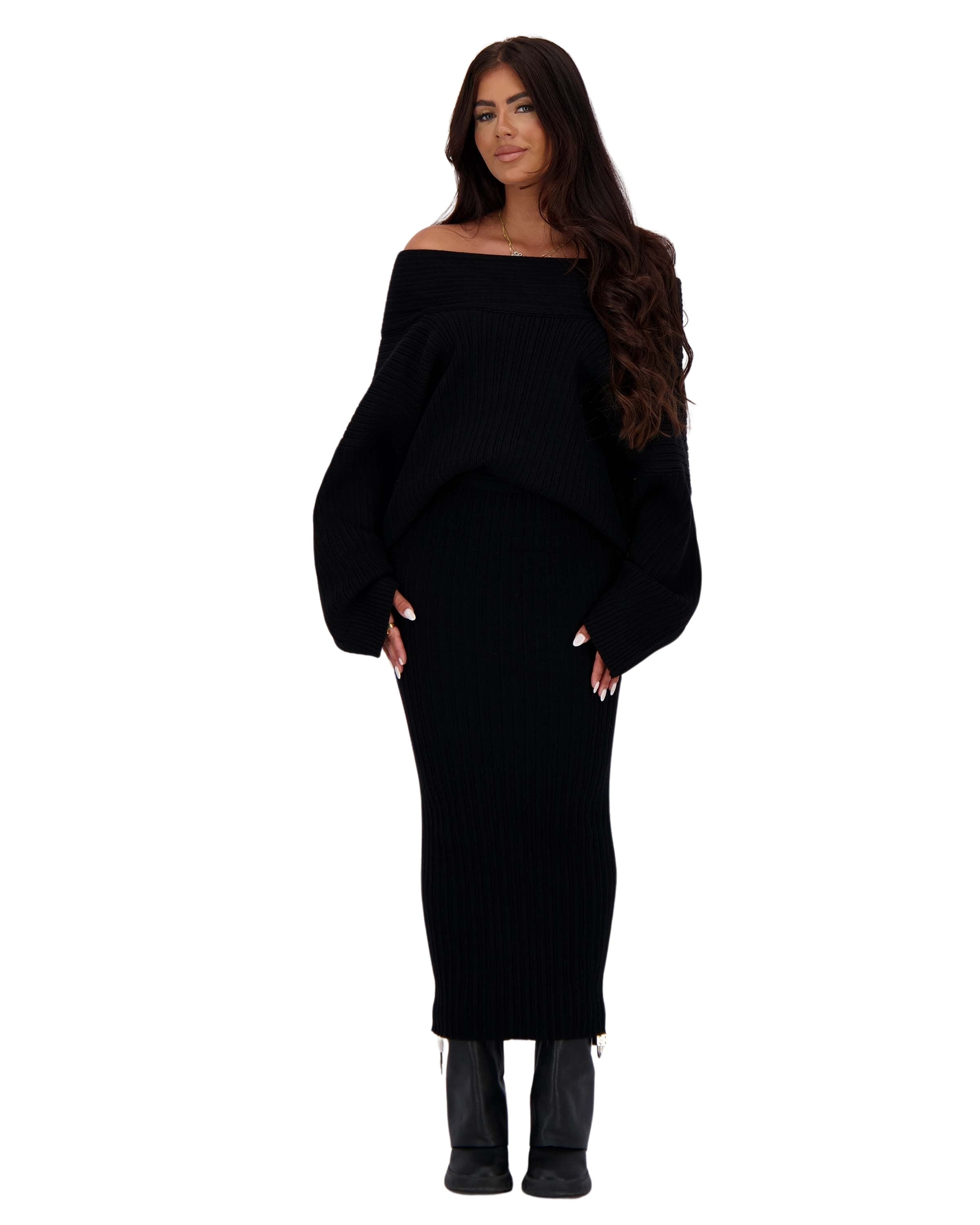 Kourtney Knit Long Skirt Black