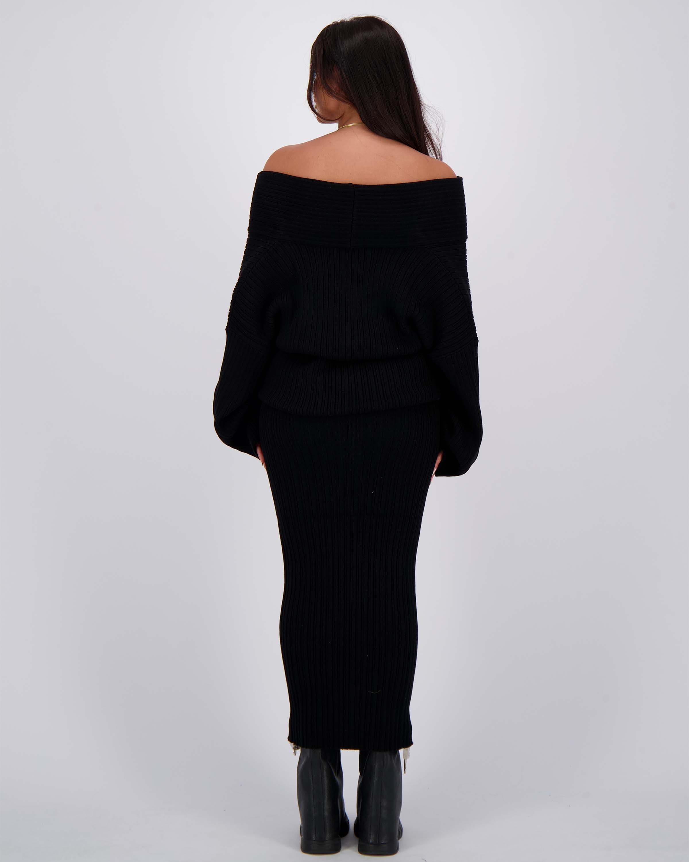 Kourtney Knit Long Skirt Black