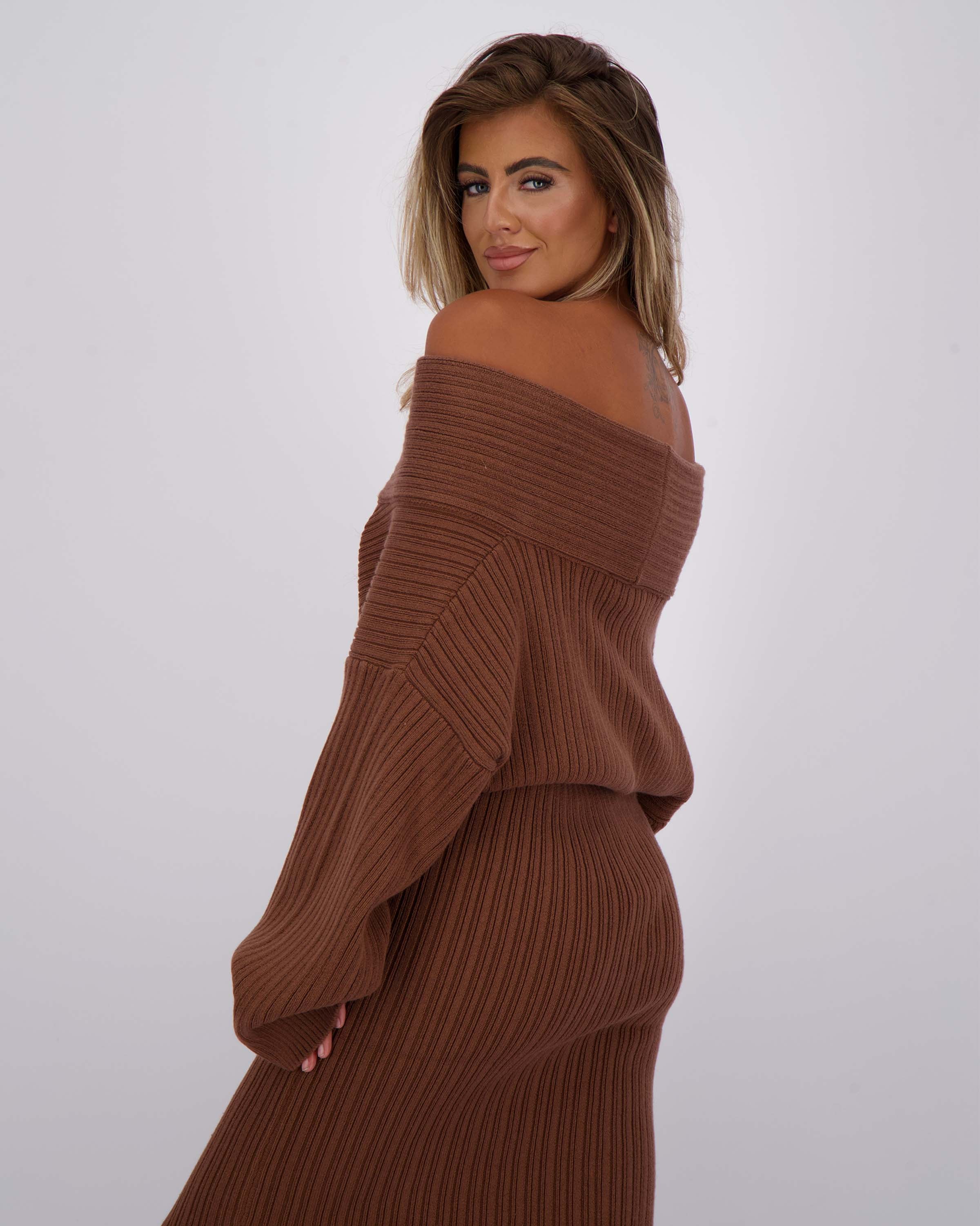 Kourtney Knit Dress Brown