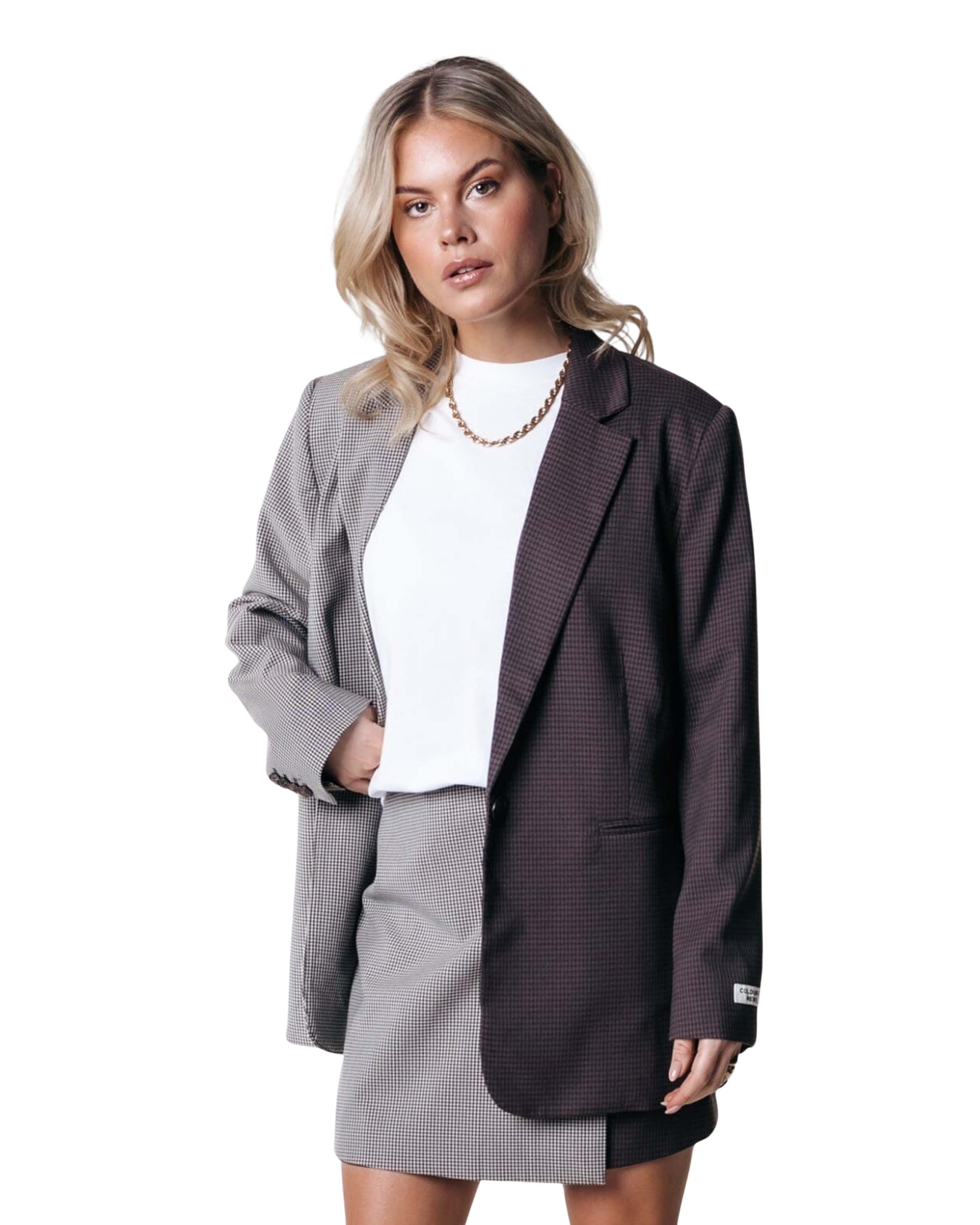 Mimmi Check Two Tone Single Breasted Blazer