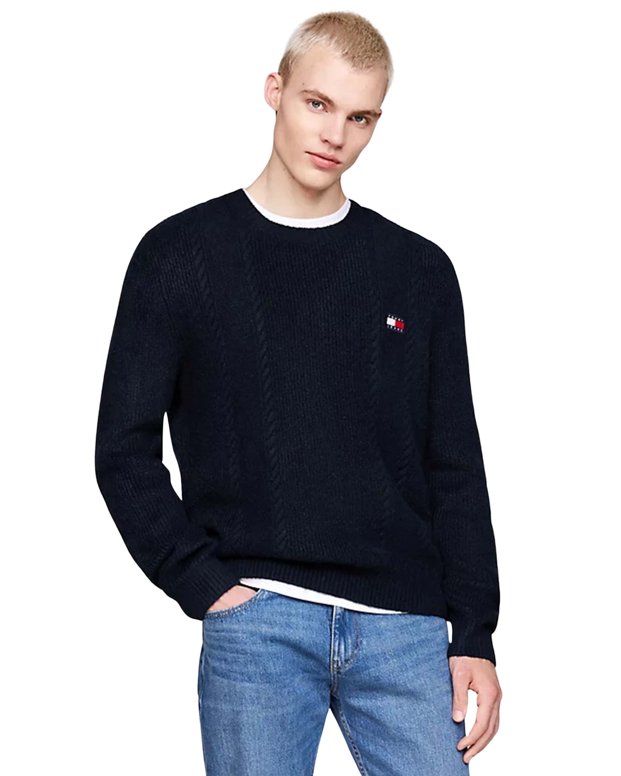 Slim Cable Knit Navy Trui