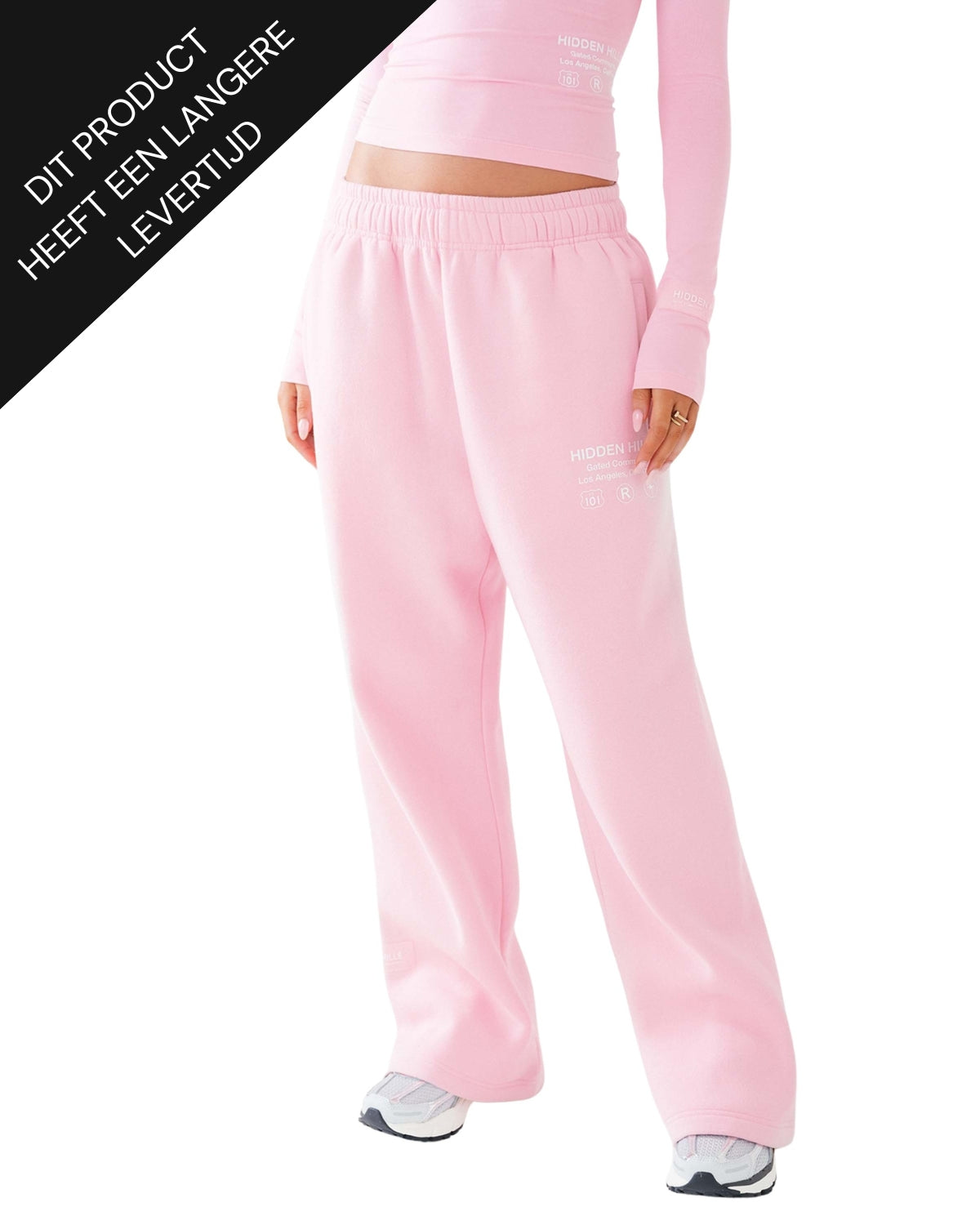 Label Straight Leg Sweatpants Light Pink Pre Order