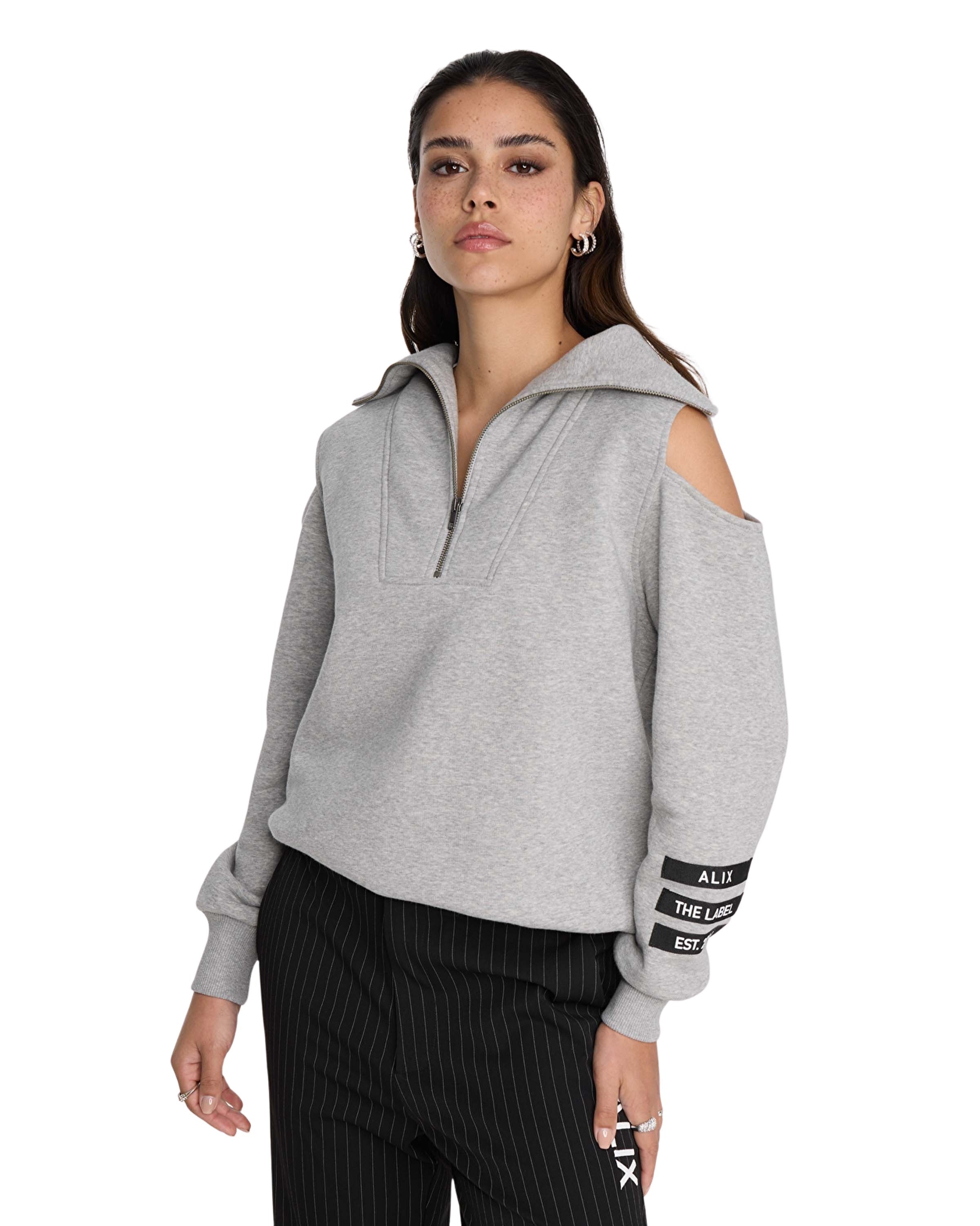 Ladies Knitted Zip Collar Sweater