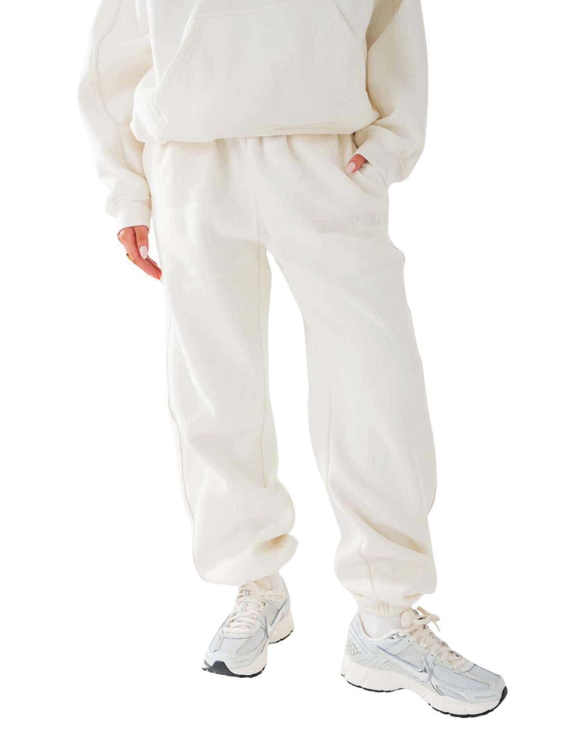 Embroidery Panel Sweatpants Cream