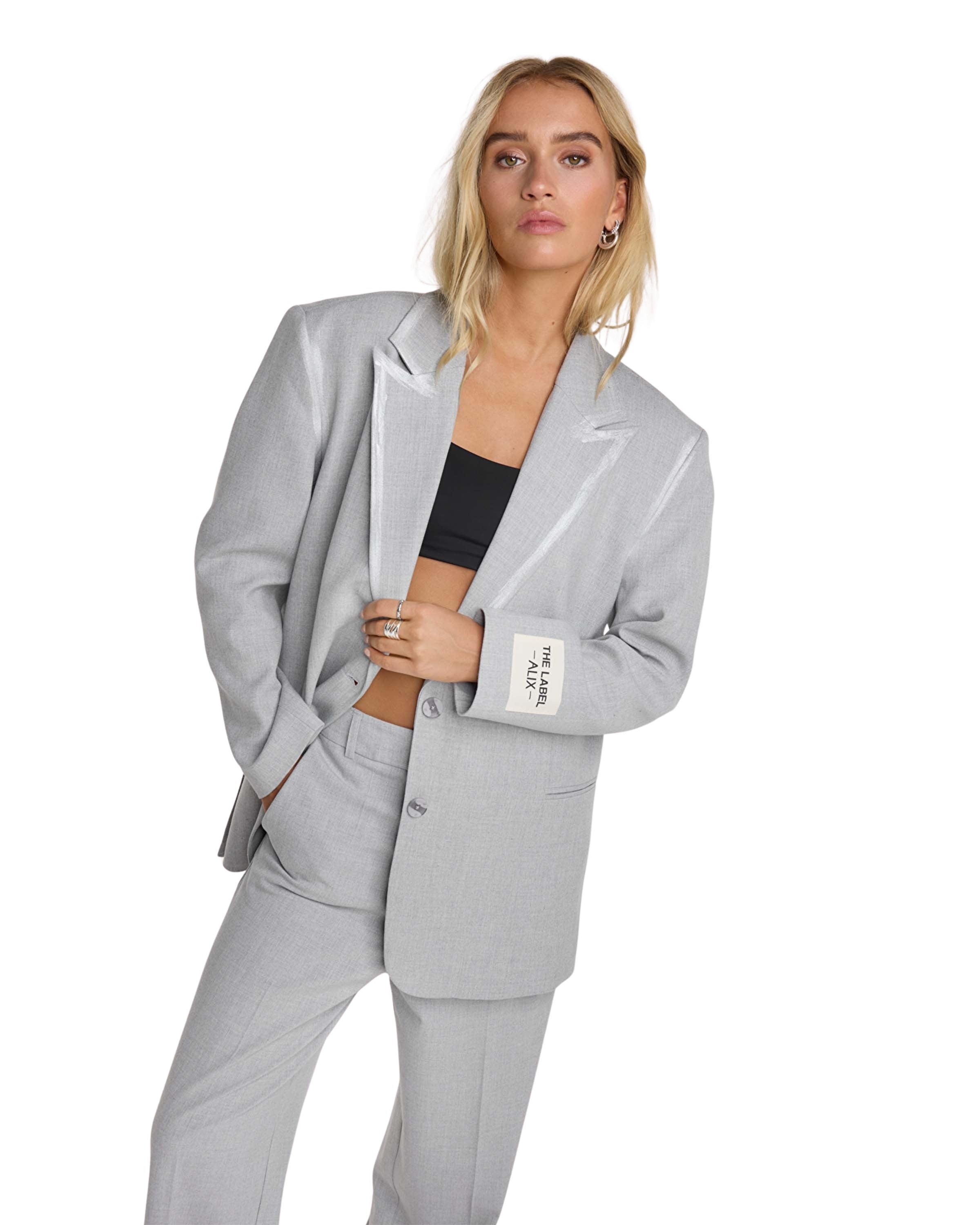 Ladies Woven Foil Stripe Blazer