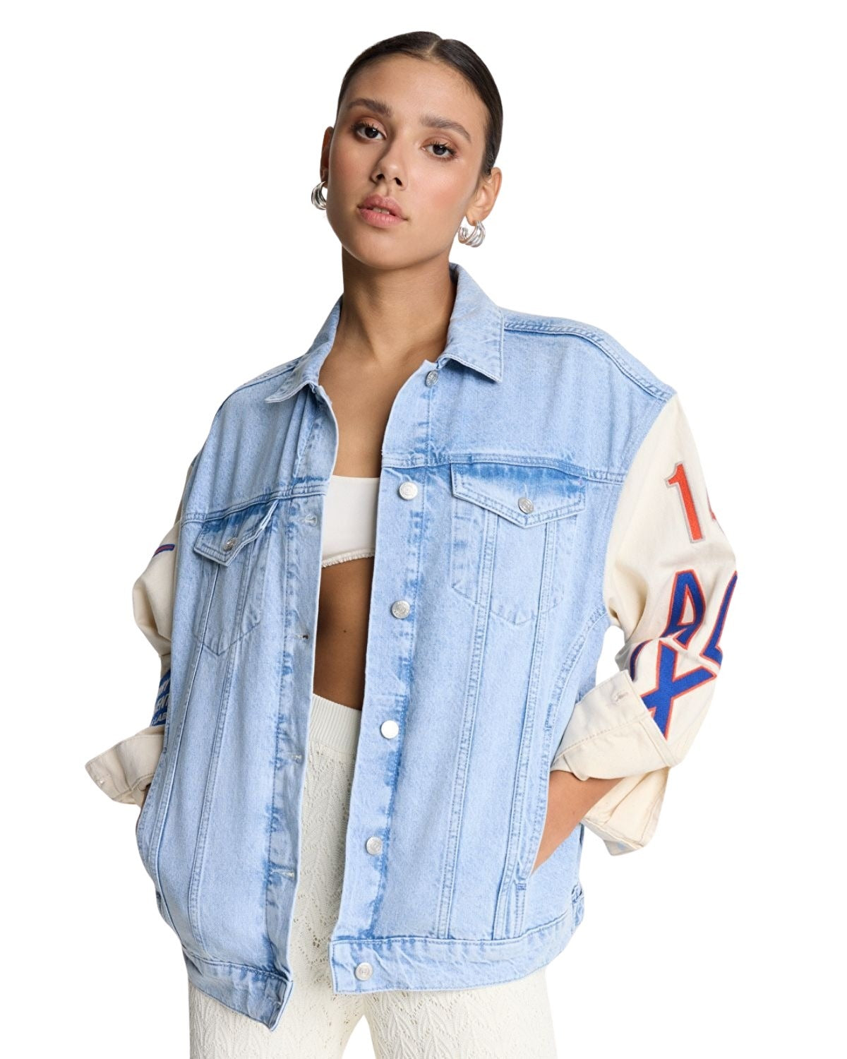 Mixed Sleeves Denim Jacket